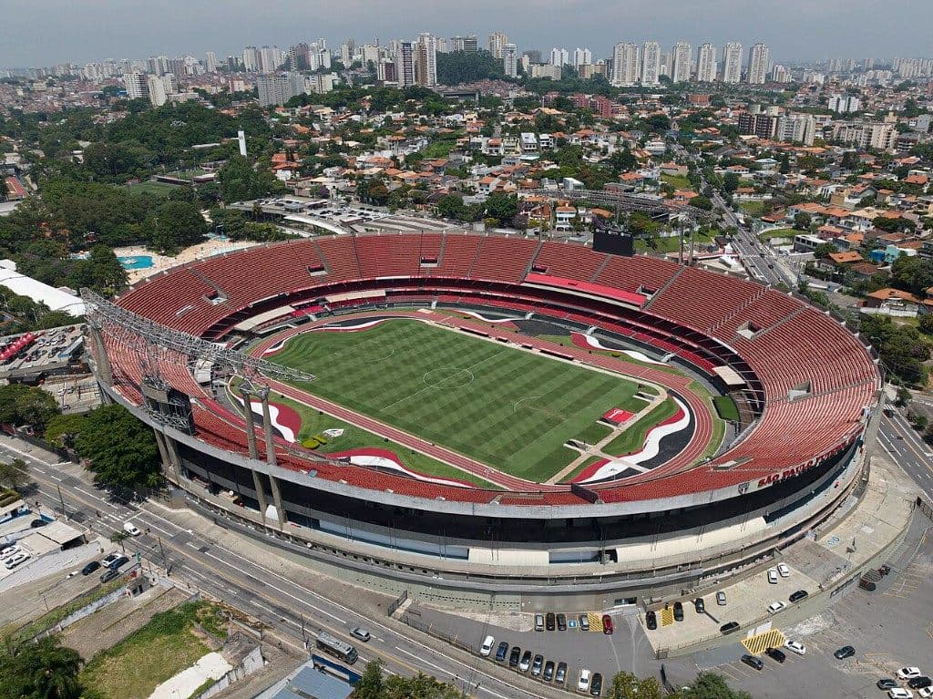 Vista aérea do Estádio do Morumbi, em São Paulo